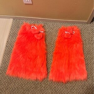 iHeartRaves Neon Orange Flufflies with Heart Drawstring